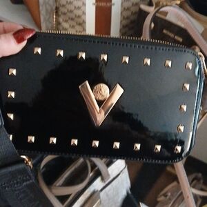 Valentino Orlandi Black Clutch with Gold Studs